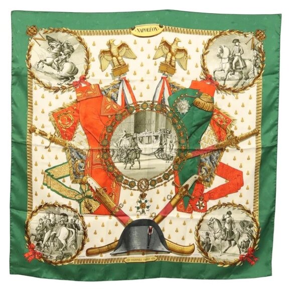 Hermes Accessories - HERMES Carre 90 Scarf ""NAPOLEON"" Silk Green Auth 135491